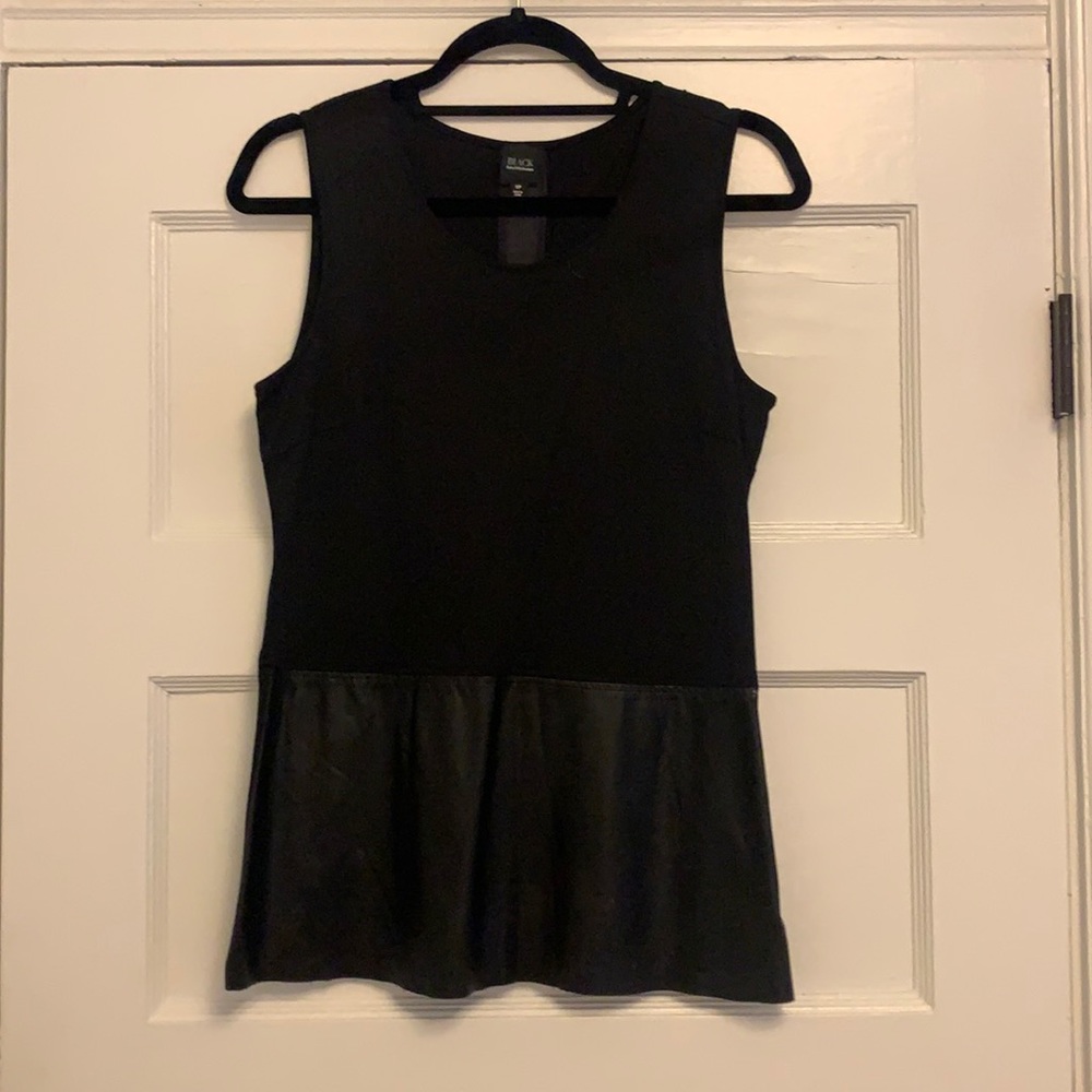 Black by Saks Fifth Avenue  Leather Peplum Top